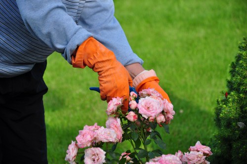 Operative wearing PPE inspecting mower before use
